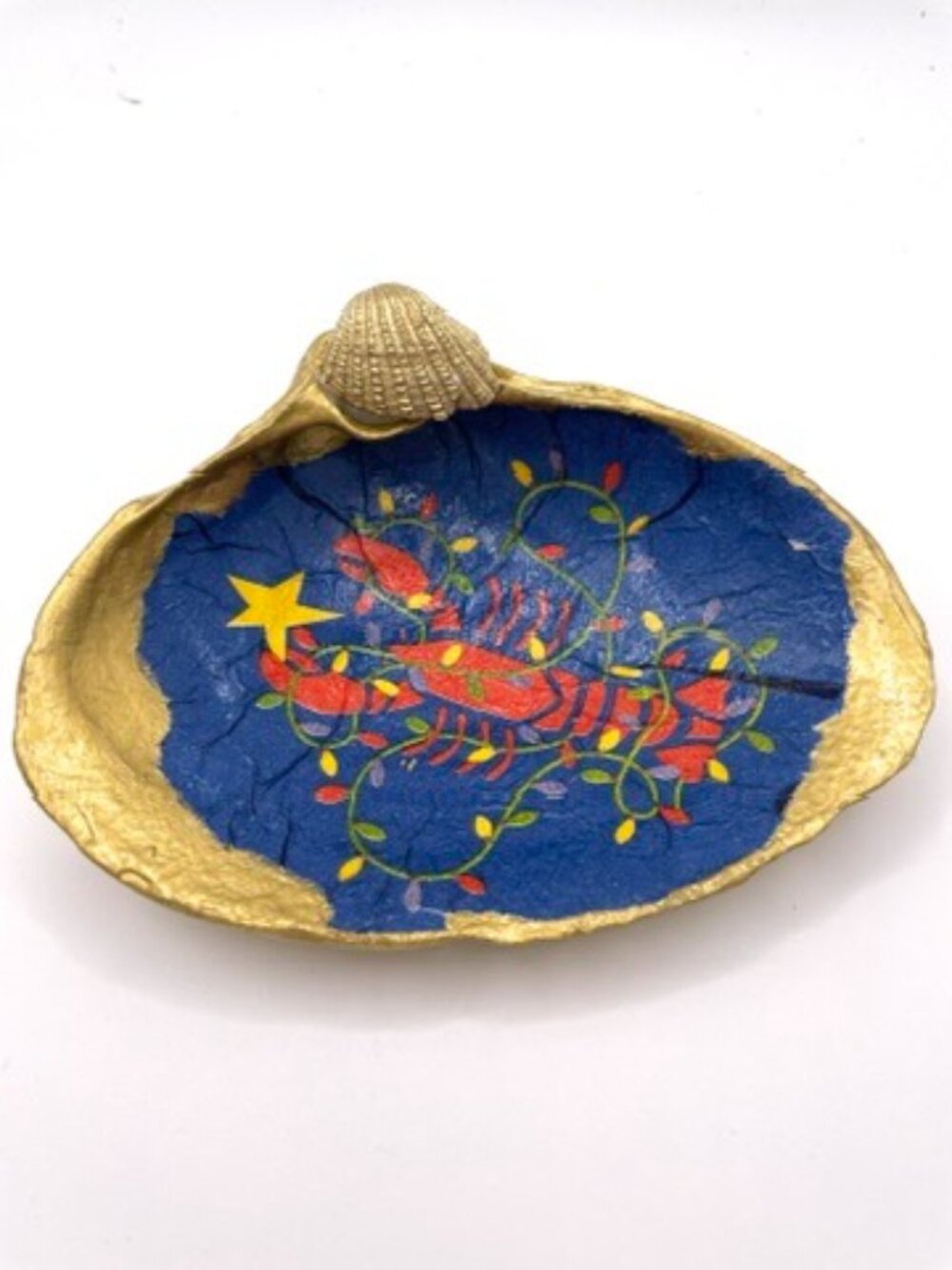 Christmas Lights Lobster Clam Shell Trinket Tray-Lobster Clam Shell-New